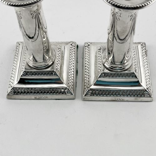 PRETTY PAIR OF EDWARDIAN STERLING SILVER CANDLESTICKS - ADDITIONAL PHOTO 3