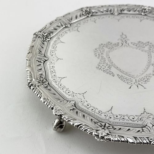 ATTRACTIVE VICTORIAN STERLING SILVER SALVER - ADDITIONAL PHOTO 3