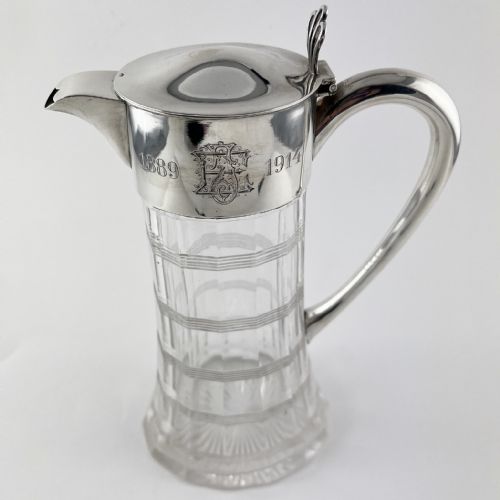 STERLING SILVER MOUNTED CLARET JUG WITH PLAIN MOUNT - ADDITIONAL PHOTO 1