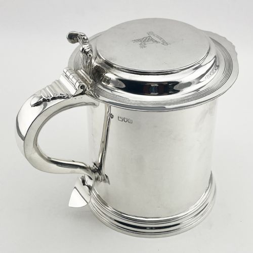LARGE VICTORIAN STERLING SILVER THREE PINT LIDDED TANKARD - ADDITIONAL PHOTO 7