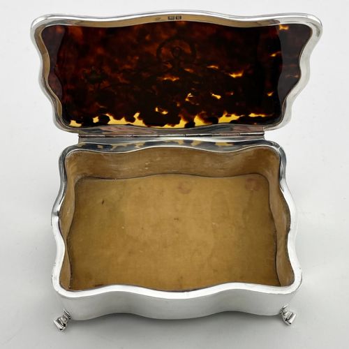 LARGE EDWARDIAN TORTOISESHELL AND SILVER JEWELLERY OR TRINKET BOX - ADDITIONAL PHOTO 6