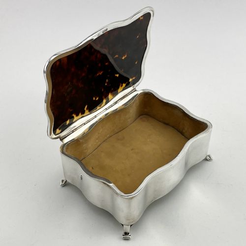 LARGE EDWARDIAN TORTOISESHELL AND SILVER JEWELLERY OR TRINKET BOX - ADDITIONAL PHOTO 9