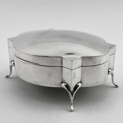 LARGE OVAL STERLING SILVER JEWELLERY OR TRINKET BOX - ADDITIONAL PHOTO 1