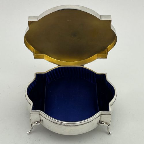 LARGE OVAL STERLING SILVER JEWELLERY OR TRINKET BOX - ADDITIONAL PHOTO 5