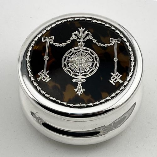 william comyns sterling silver and tortoiseshell trinket box - CATEGORY: ANTIQUE SILVER - DATED 1900