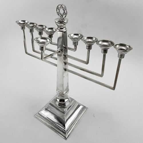 GOOD QUALITY STERLING SILVER MENORAH LAMP - ADDITIONAL PHOTO 4