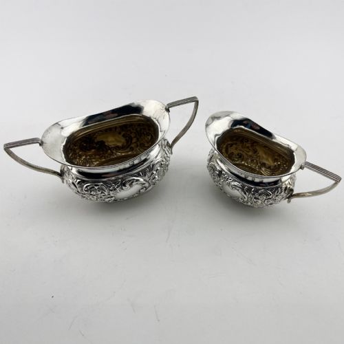 PRETTY STERLING SILVER LATE VICTORIAN THREE PIECE BACHELOR TEA SET - ADDITIONAL PHOTO 6