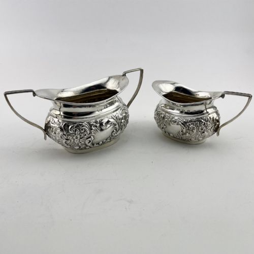 PRETTY STERLING SILVER LATE VICTORIAN THREE PIECE BACHELOR TEA SET - ADDITIONAL PHOTO 7