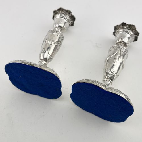 STERLING SILVER CANDLESTICKS WITH DETACHABLE FLORAL NOZZLES - ADDITIONAL PHOTO 2