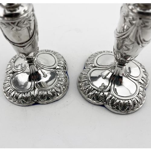 STERLING SILVER CANDLESTICKS WITH DETACHABLE FLORAL NOZZLES - ADDITIONAL PHOTO 6