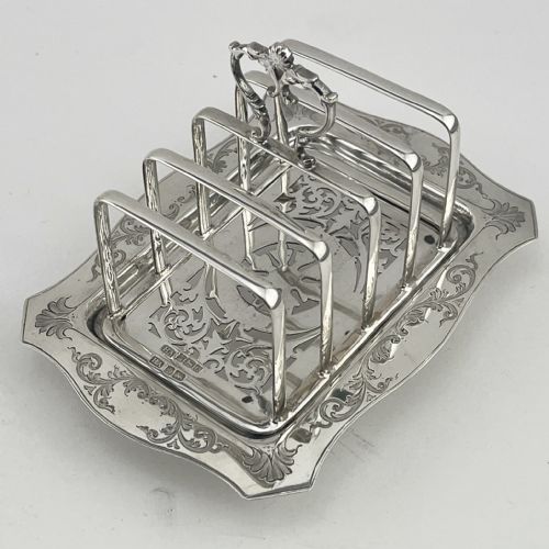 charming edwardian sterling silver toast rack - CATEGORY: ANTIQUE SILVER - DATED 1900
