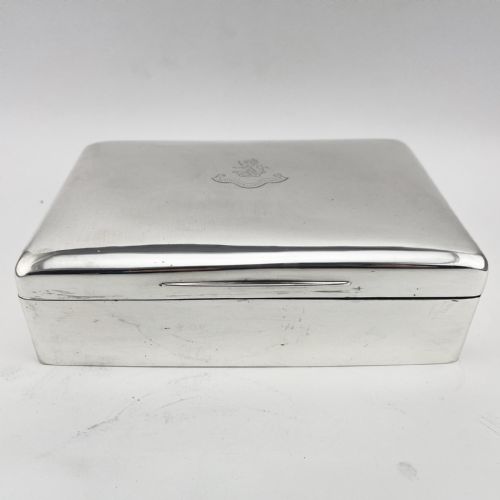 impressive edwardian sterling silver cigar or trinket box - CATEGORY: ANTIQUE SILVER - DATED 1910