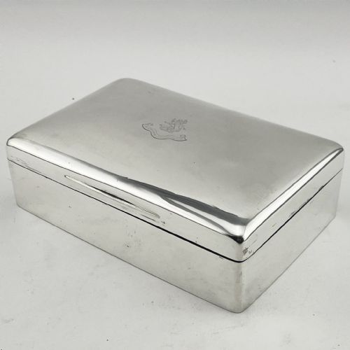 IMPRESSIVE EDWARDIAN STERLING SILVER CIGAR OR TRINKET BOX - ADDITIONAL PHOTO 6