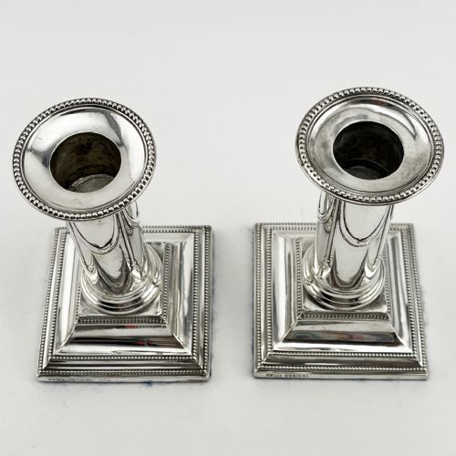 PAIR OF LATE VICTORIAN CLASSICAL STYLE STERLING SILVER CANDLESTICKS - ADDITIONAL PHOTO 2