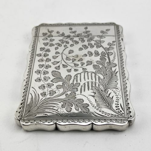 beautifully engraved victorian sterling silver card case - CATEGORY: ANTIQUE SILVER - DATED 1870