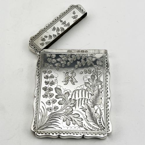 BEAUTIFULLY ENGRAVED VICTORIAN STERLING SILVER CARD CASE - ADDITIONAL PHOTO 1