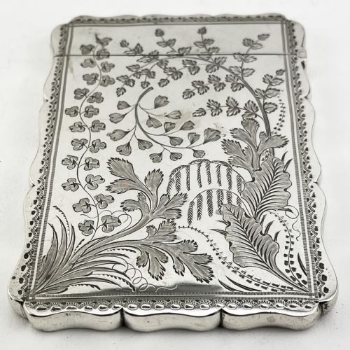 BEAUTIFULLY ENGRAVED VICTORIAN STERLING SILVER CARD CASE - ADDITIONAL PHOTO 2