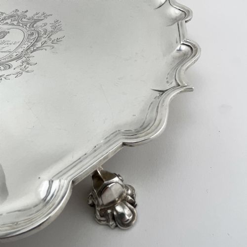 GOOD QUALITY EARLY GEORGE II STERLING SILVER SALVER - ADDITIONAL PHOTO 2