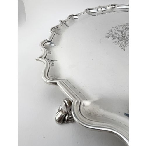 GOOD QUALITY EARLY GEORGE II STERLING SILVER SALVER - ADDITIONAL PHOTO 5