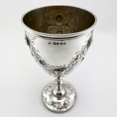 LARGE VICTORIAN STERLING SILVER GOBLET OR TROPHY - ADDITIONAL PHOTO 3