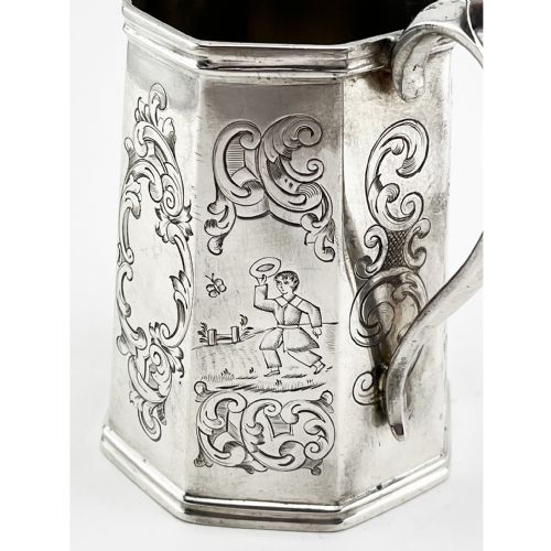 EARLY VICTORIAN OCTAGONAL STERLING SILVER CHRISTENING MUG - ADDITIONAL PHOTO 1