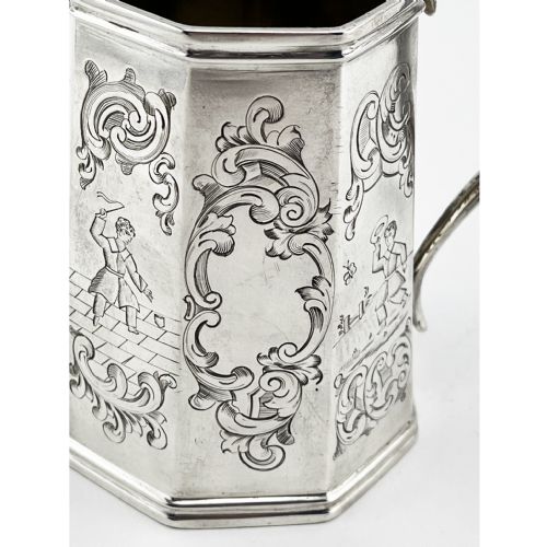 EARLY VICTORIAN OCTAGONAL STERLING SILVER CHRISTENING MUG - ADDITIONAL PHOTO 2