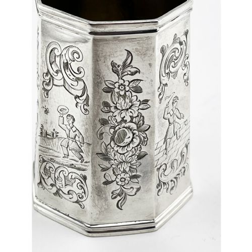 EARLY VICTORIAN OCTAGONAL STERLING SILVER CHRISTENING MUG - ADDITIONAL PHOTO 4