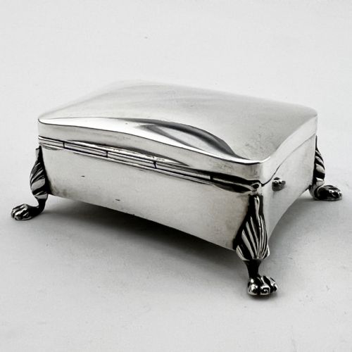ANTIQUE STERLING SILVER RECTANGULAR JEWELLERY OR TRINKET BOX - ADDITIONAL PHOTO 2