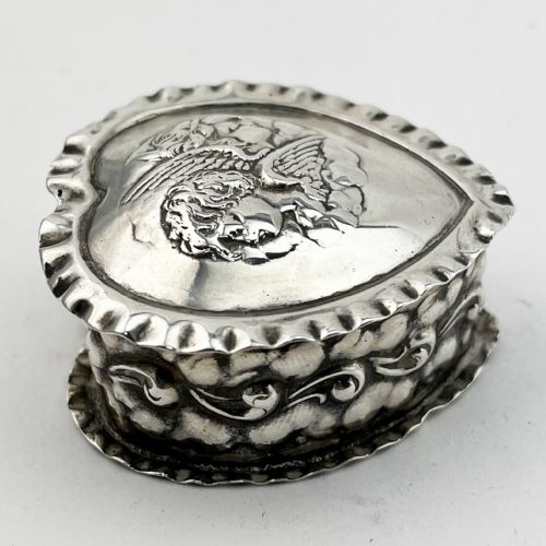 VICTORIAN STERLING SILVER RING OR TRINKET BOX - ADDITIONAL PHOTO 2