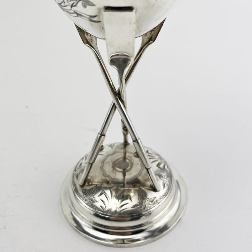 UNUSUAL CHINESE EXPORT STERLING SILVER ROWING TROPHY OR GOBLET - ADDITIONAL PHOTO 1