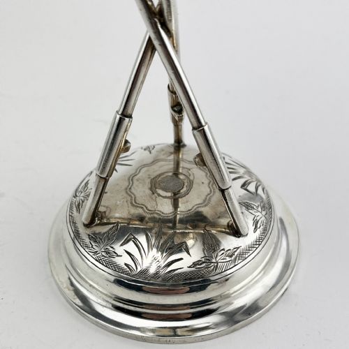 UNUSUAL CHINESE EXPORT STERLING SILVER ROWING TROPHY OR GOBLET - ADDITIONAL PHOTO 3