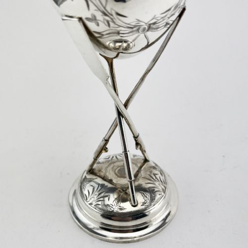 UNUSUAL CHINESE EXPORT STERLING SILVER ROWING TROPHY OR GOBLET - ADDITIONAL PHOTO 4