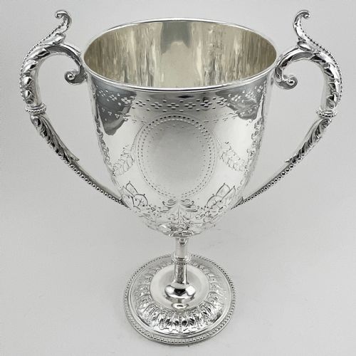 decorative victorian silver plated trophy cup - CATEGORY: ANTIQUE SILVER - DATED 1880