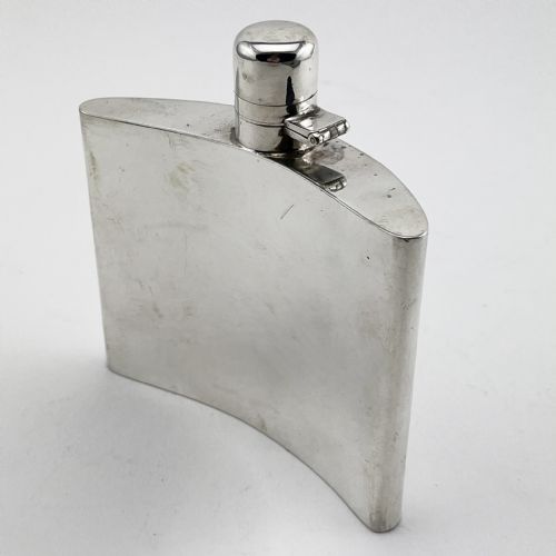 SMART PLAIN WALKER HALL STERLING SILVER HIP FLASK - ADDITIONAL PHOTO 1