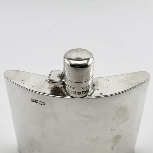 SMART PLAIN WALKER HALL STERLING SILVER HIP FLASK - ADDITIONAL PHOTO 2
