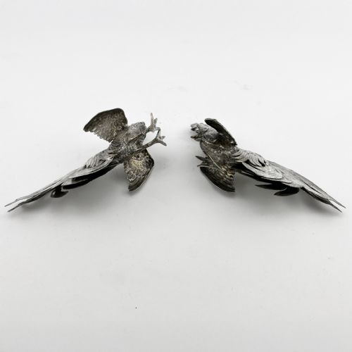 CONTINENTAL STERLING SILVER STANDING FIGHTING COCKERELS - ADDITIONAL PHOTO 3