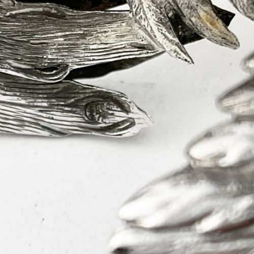 CONTINENTAL STERLING SILVER STANDING FIGHTING COCKERELS - ADDITIONAL PHOTO 4