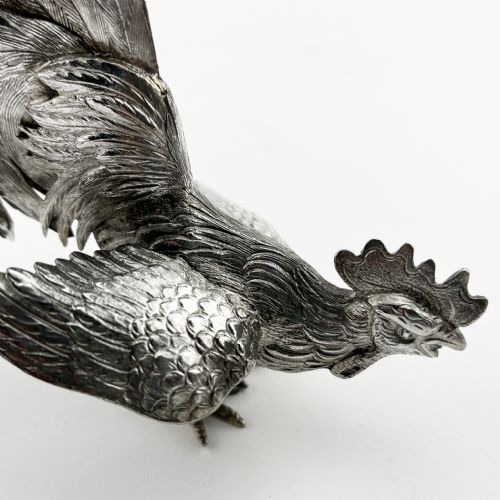 CONTINENTAL STERLING SILVER STANDING FIGHTING COCKERELS - ADDITIONAL PHOTO 5