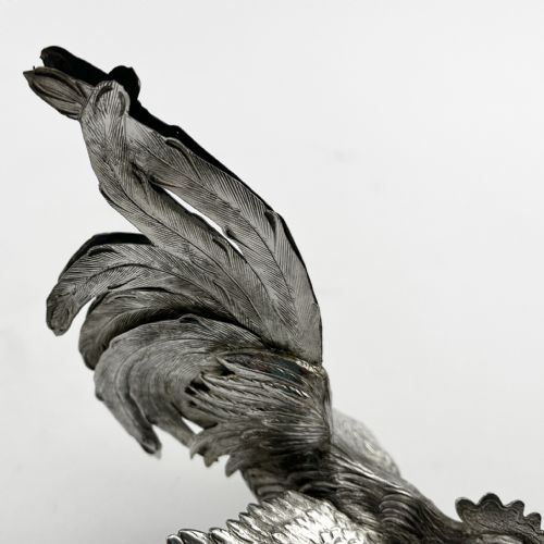 CONTINENTAL STERLING SILVER STANDING FIGHTING COCKERELS - ADDITIONAL PHOTO 6