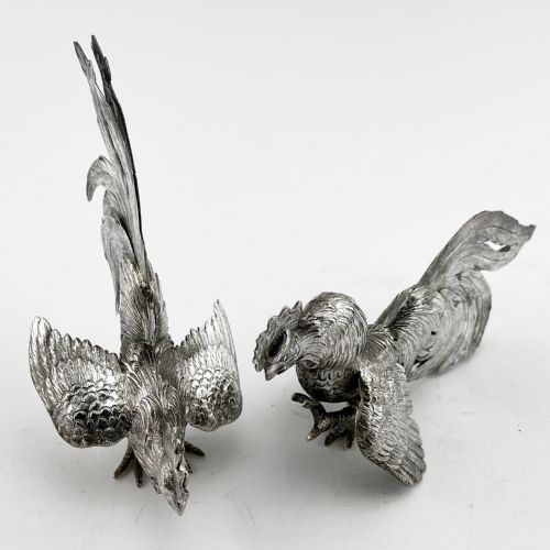 CONTINENTAL STERLING SILVER STANDING FIGHTING COCKERELS - ADDITIONAL PHOTO 8