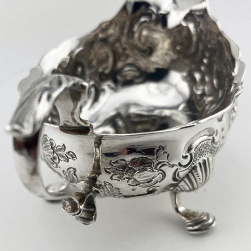 CHARMING GEORGE II EMBOSSED STERLING SILVER SAUCE BOAT - ADDITIONAL PHOTO 5