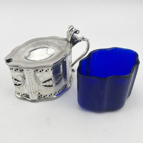 VICTORIAN STERLING SILVER OVAL MUSTARD POT - ADDITIONAL PHOTO 2