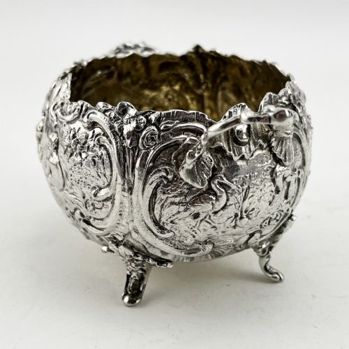 VICTORIAN STERLING SILVER SUGAR BOWL WITH SIFTER SPOON - ADDITIONAL PHOTO 1