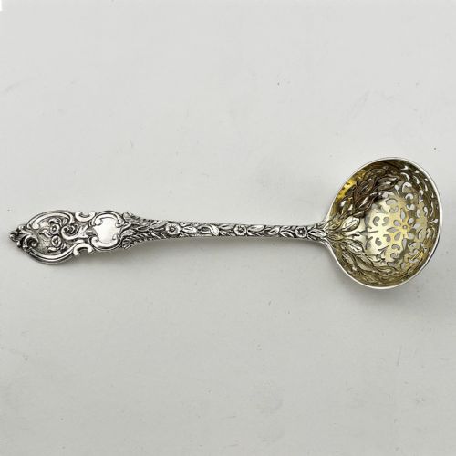 VICTORIAN STERLING SILVER SUGAR BOWL WITH SIFTER SPOON - ADDITIONAL PHOTO 3