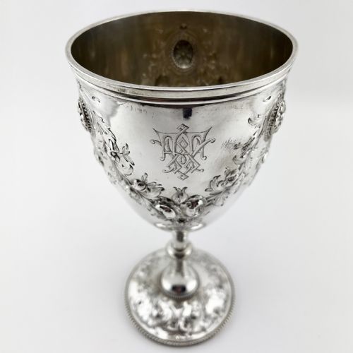 IMPRESSIVE VICTORIAN STERLING SILVER GOBLET - ADDITIONAL PHOTO 1