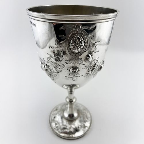 IMPRESSIVE VICTORIAN STERLING SILVER GOBLET - ADDITIONAL PHOTO 2