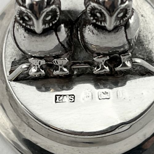 PAIR OF FIGURAL STERLING SILVER OWL MENU HOLDERS - ADDITIONAL PHOTO 2