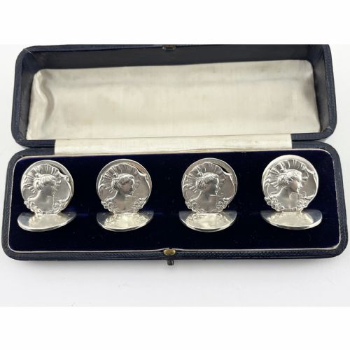 EDWARDIAN BOXED STERLING SILVER MENU HOLDERS - ADDITIONAL PHOTO 1