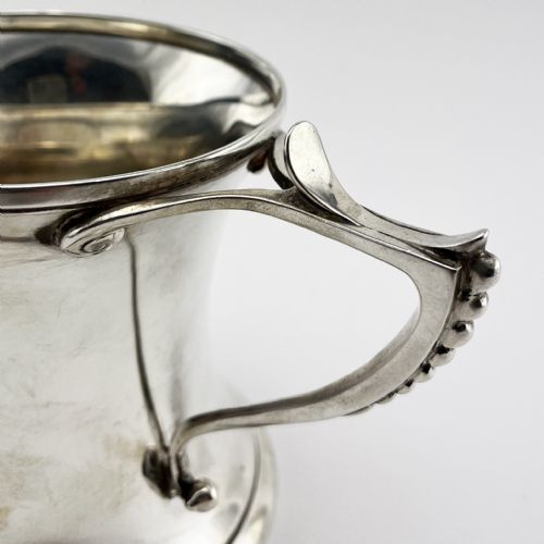 UNUSUAL SHAPED EDWARDIAN STERLING SILVER MUG WITH SCROLL HANDLE - ADDITIONAL PHOTO 3