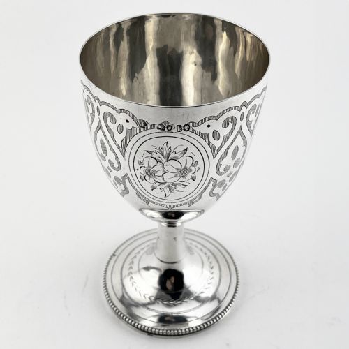 ENGRAVED VICTORIAN STERLING SILVER GOBLET - ADDITIONAL PHOTO 1
